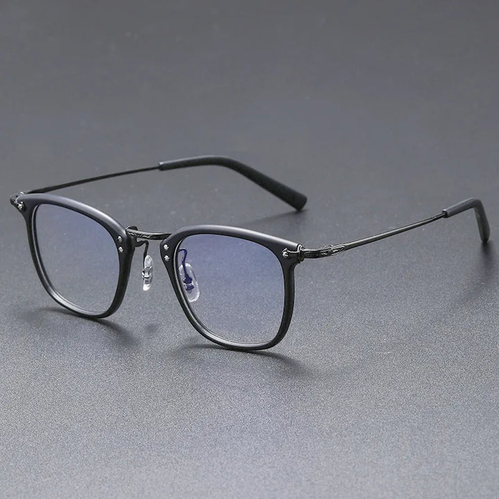 Black Mask Unisex Full Rim Square Titanium Acetate Eyeglasses G806 Full Rim Black Mask Matte Black-Gray  