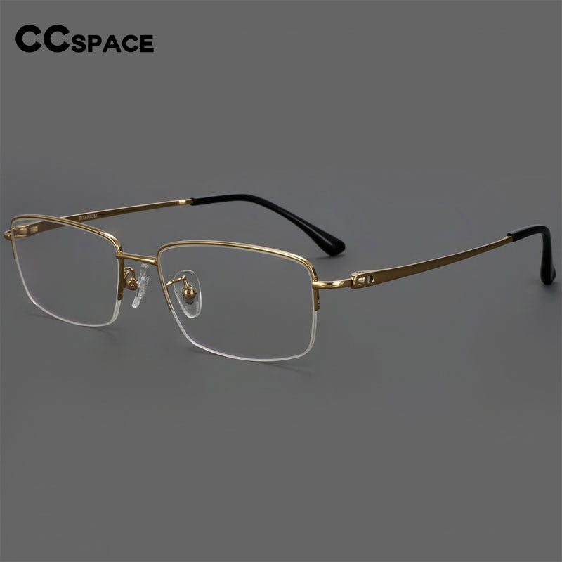 CCSpace Women's Semi Rim Square Hand Crafted Titanium Eyeglasses 55883 Semi Rim CCspace   