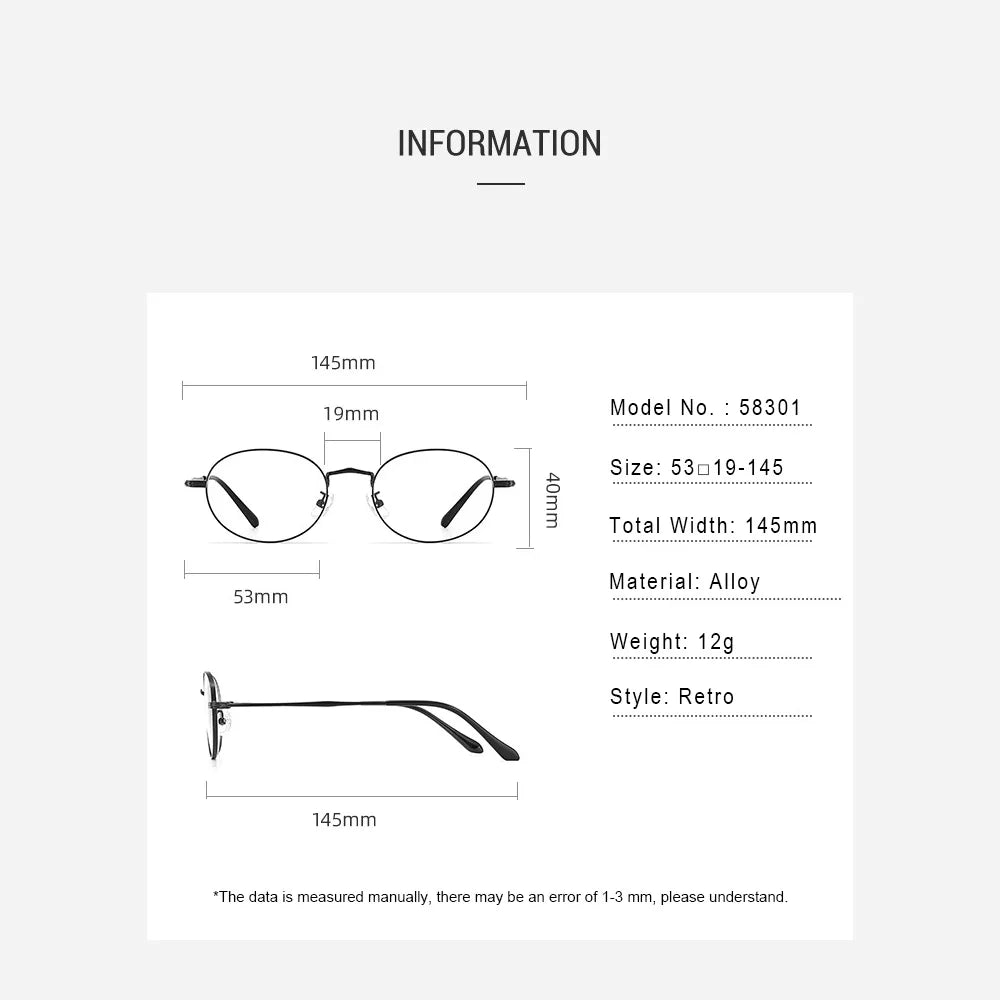 Gmei Optical 58301 unisex oval alloy prescription eyeglasses — view 2