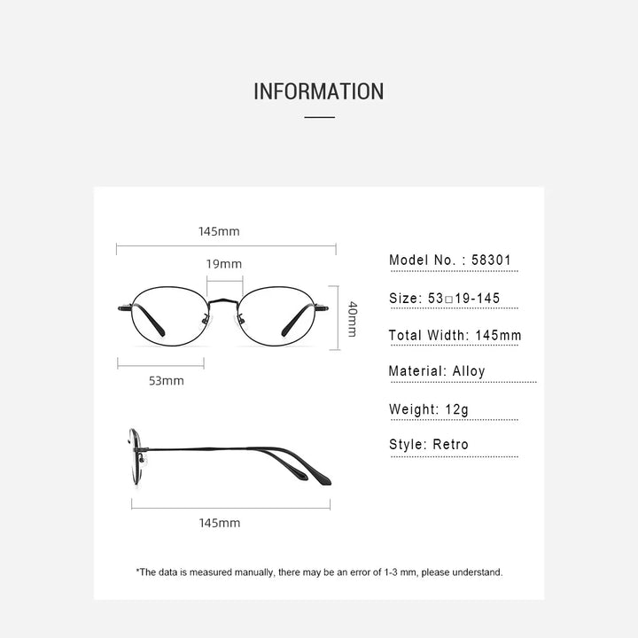 Gmei Optical 58301 unisex oval alloy prescription eyeglasses — view 2