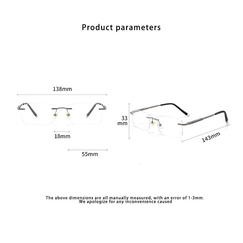 KatKani Unisex Rimless Square Titanium Eyeglasses 66070 Rimless KatKani Eyeglasses   