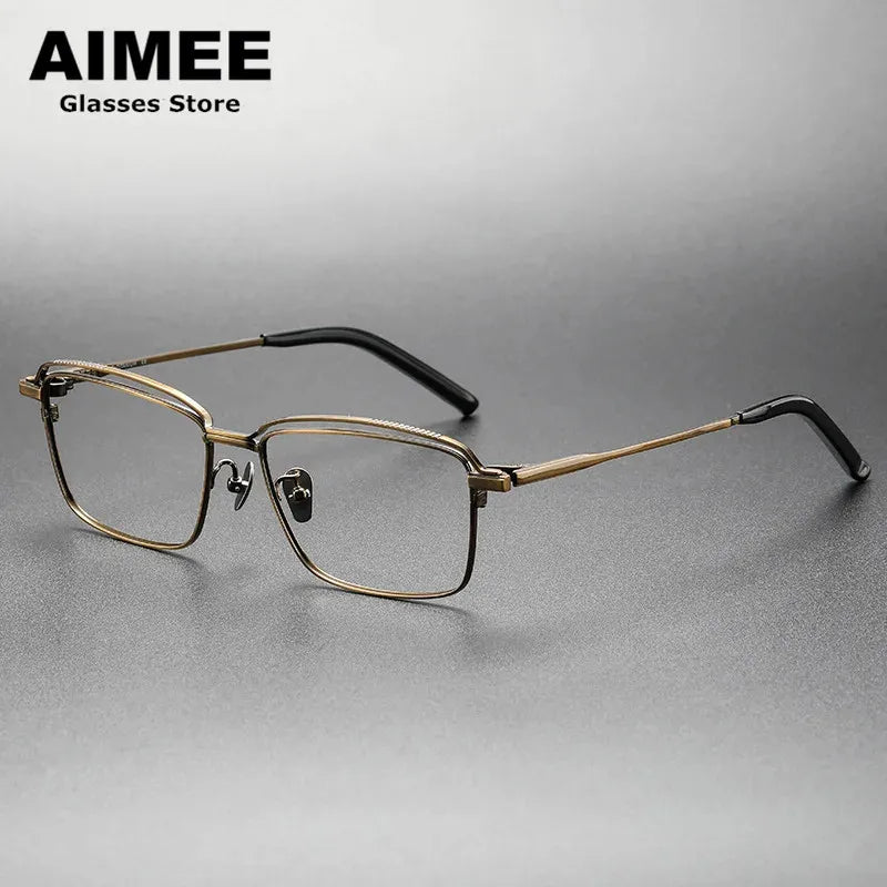 Aimee Unisex Full Rim Square Titanium Eyeglasses 19950 Full Rim Aimee Bronze  