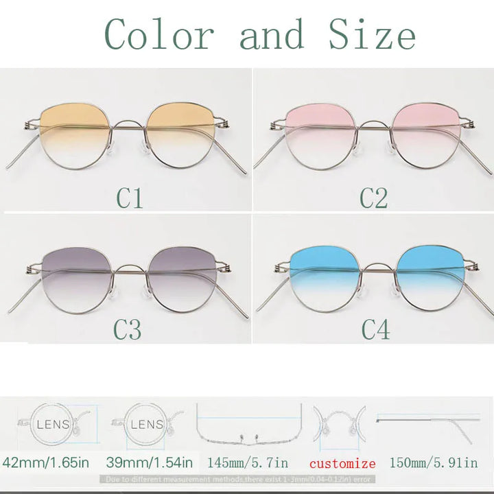 Yujo Unisex Full Rim Cat-Eye Stainless Steel Eyeglasses 42.39 — view 2 | Yujo at FuzWeb