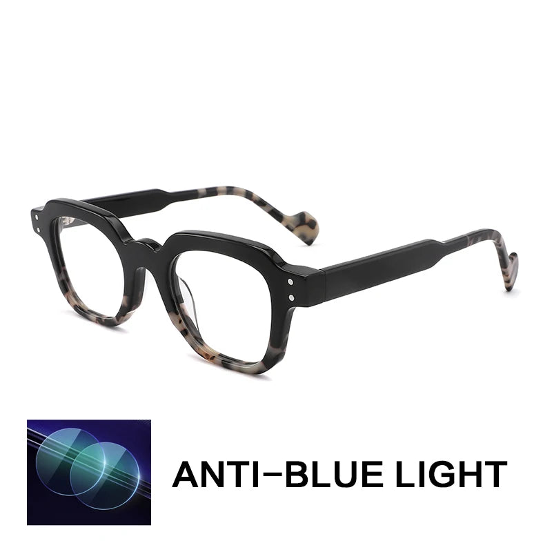 Gatenac Unisex Full Rim Flat Top Square Acetate Reading Glasses G2394