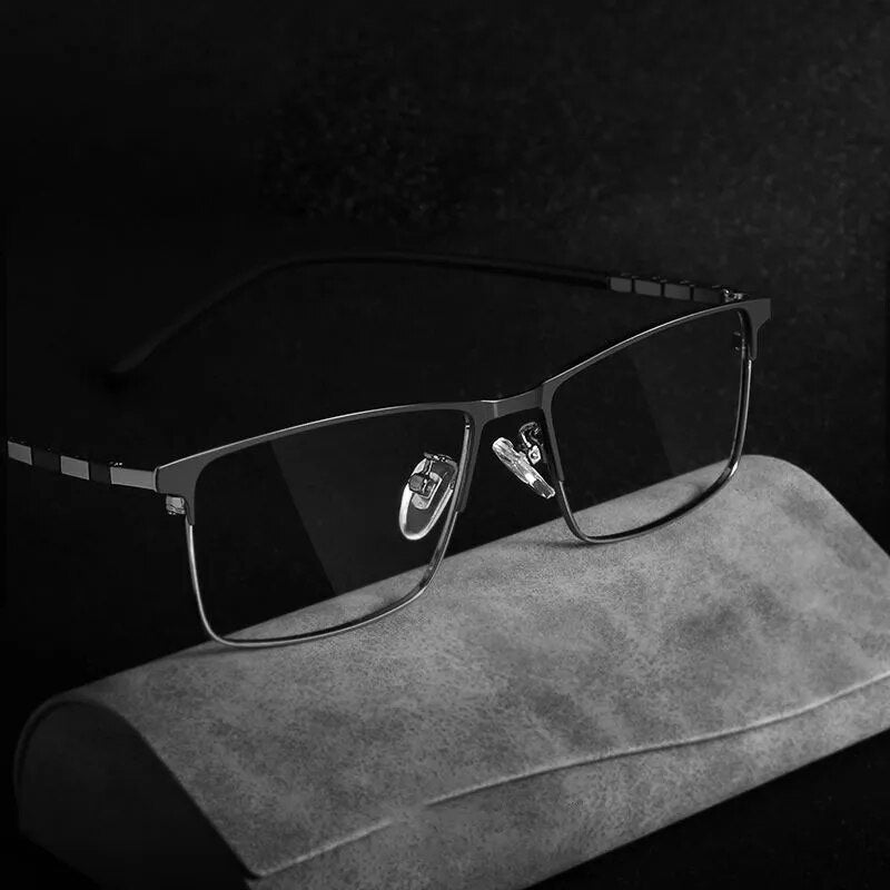 KatKani Men's Full Rim Square Titanium Eyeglasses 8618 Full Rim KatKani Eyeglasses   