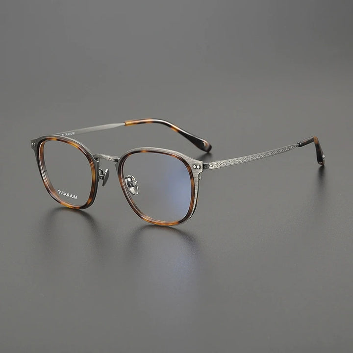 Gatenac Unisex Full Rim Square Acetate Titanium Eyeglasses G8508