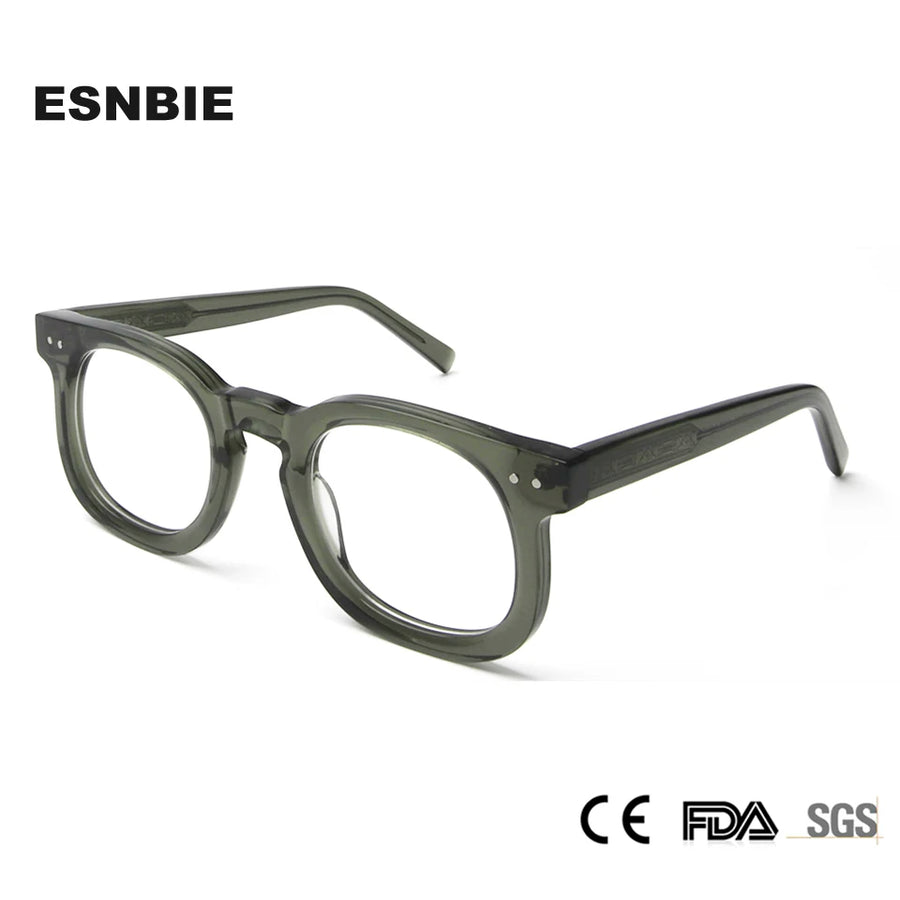 Esnbie Unisex Full Rim Square Oval Acetate Eyeglasses 23035 Full Rim Esnbie   