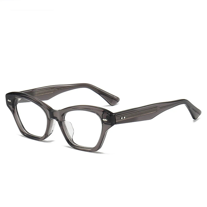 Black Mask Unisex Full Rim Cat Eye Acetate Eyeglasses 42135 Full Rim Black Mask Gray  
