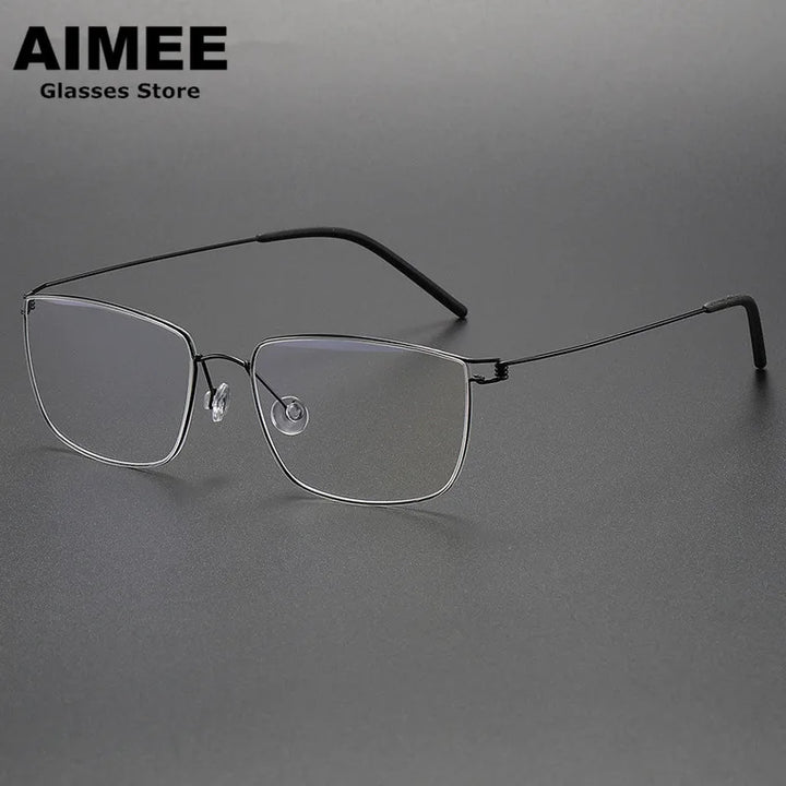 Aimee Unisex Full Rim Square Screwless Titanium Eyeglasses 1751 Full Rim Aimee Black  