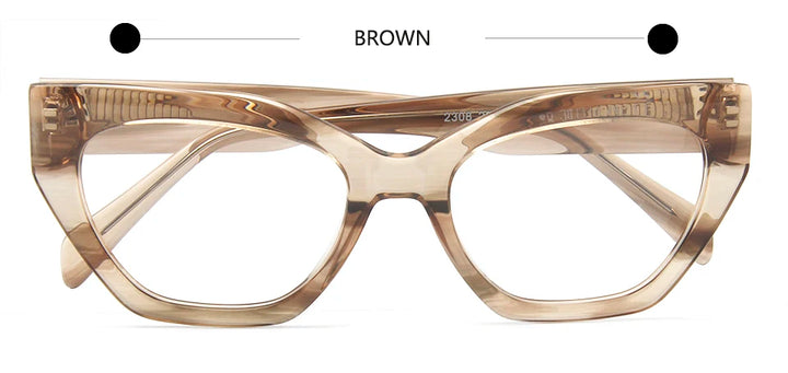 Esnbie Unisex Full Rim Polygon Square Acetate Eyeglasses 23021