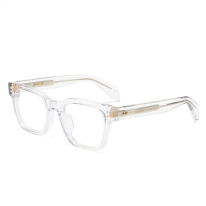 Black Mask Unisex Full Rim Square Thick Acetate Eyeglasses 21377 Full Rim Black Mask Crystal  