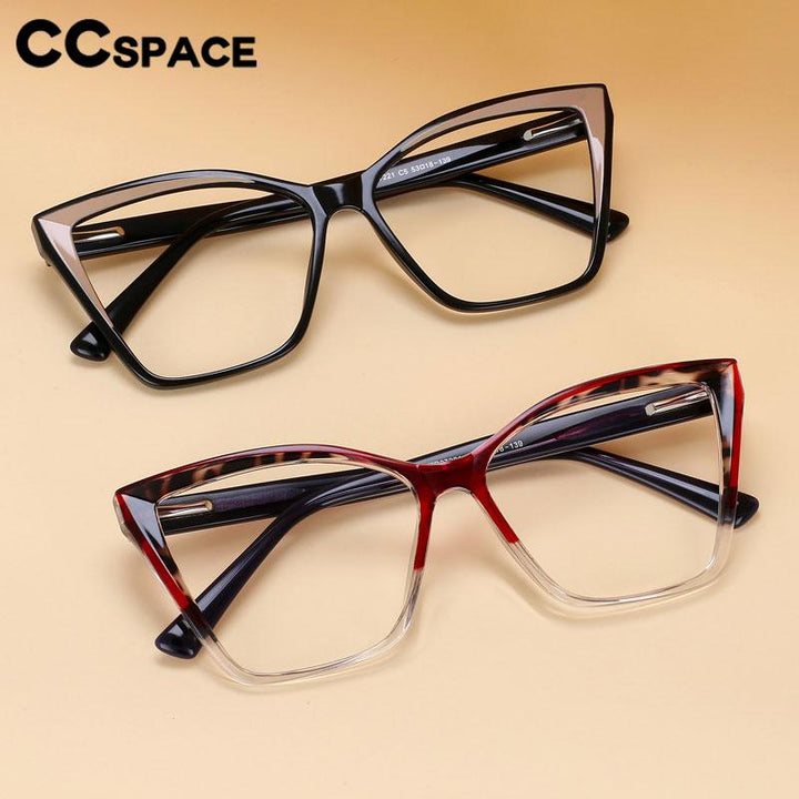 CCSpace Unisex Full Rim Large Square Tr 90 Titanium Acetate Eyeglasses 56652 Full Rim CCspace   
