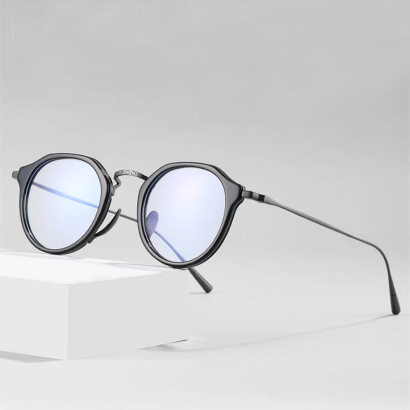 Black Mask Unisex Full Rim Round Titanium Eyeglasses BM-KM1113