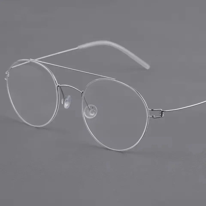 Aimee 504420 Women’s Titanium Full Rim Double Bridge Round Frames FuzWeb