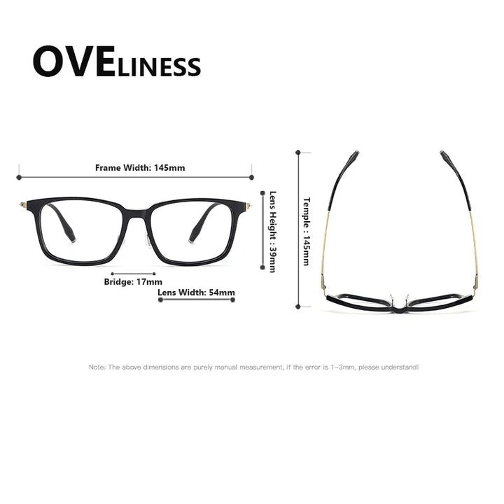 Oveliness Unisex Full Rim Square Acetate Titanium Eyeglasses 202510