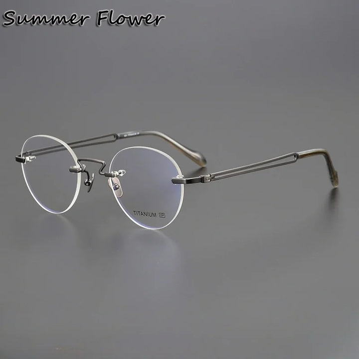Summer Flower Women's Rimless Round Titanium Eyeglasses 619063
