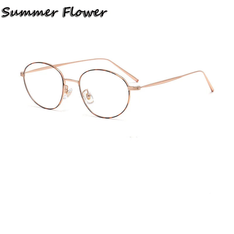 Summer Flower Women's Full Rim Oval Titanium Eyeglasses 57979