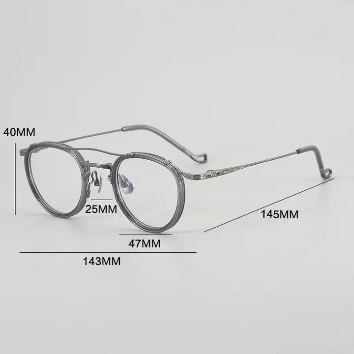 Gatenac Unisex Full Rim Oval Double Bridge Acetate Titanium Eyeglasses 574154 FuzWeb