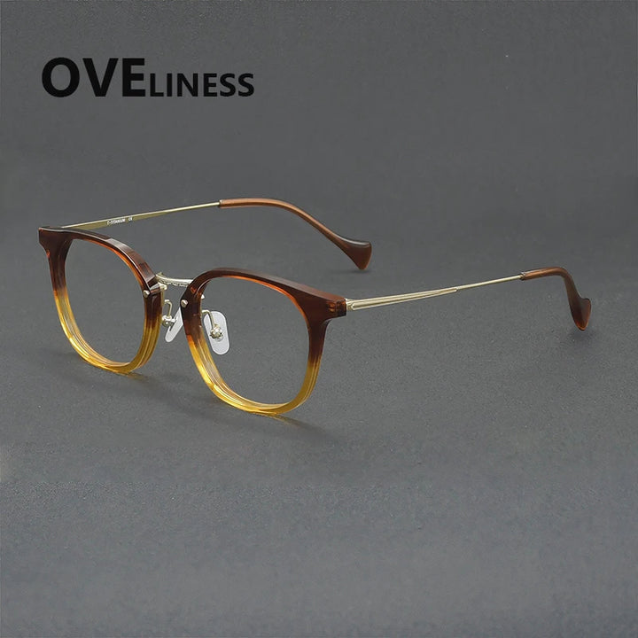 Oveliness Unisex Full Rim Round Acetate Titanium Eyeglasses 936019