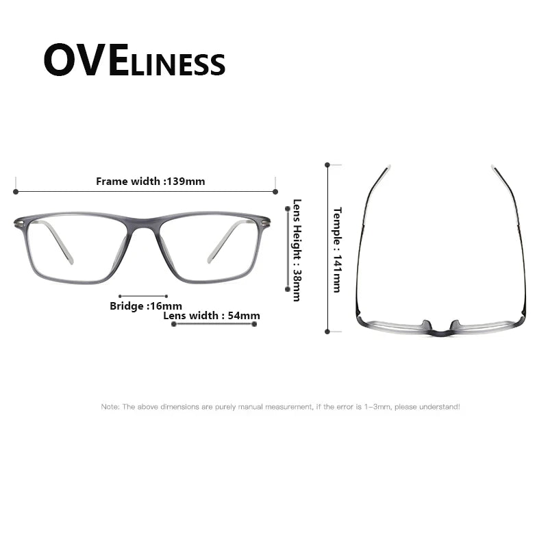 Oveliness Unisex Full Rim Square Acetate Titanium Eyeglasses 72350 Full Rim Oveliness