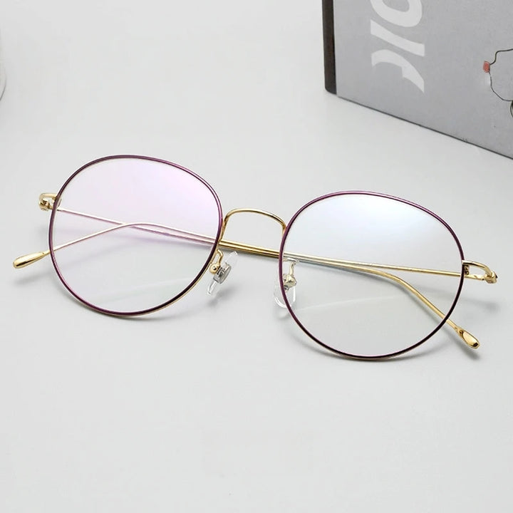 Yimaruili Women's Full Rim Oval Round Titanium Eyeglasses 85187