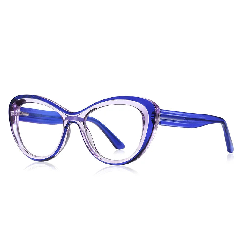 CCspace Women's Full Rim Cat Eye Plastic Eyeglasses 57389 Full Rim CCspace Blue  
