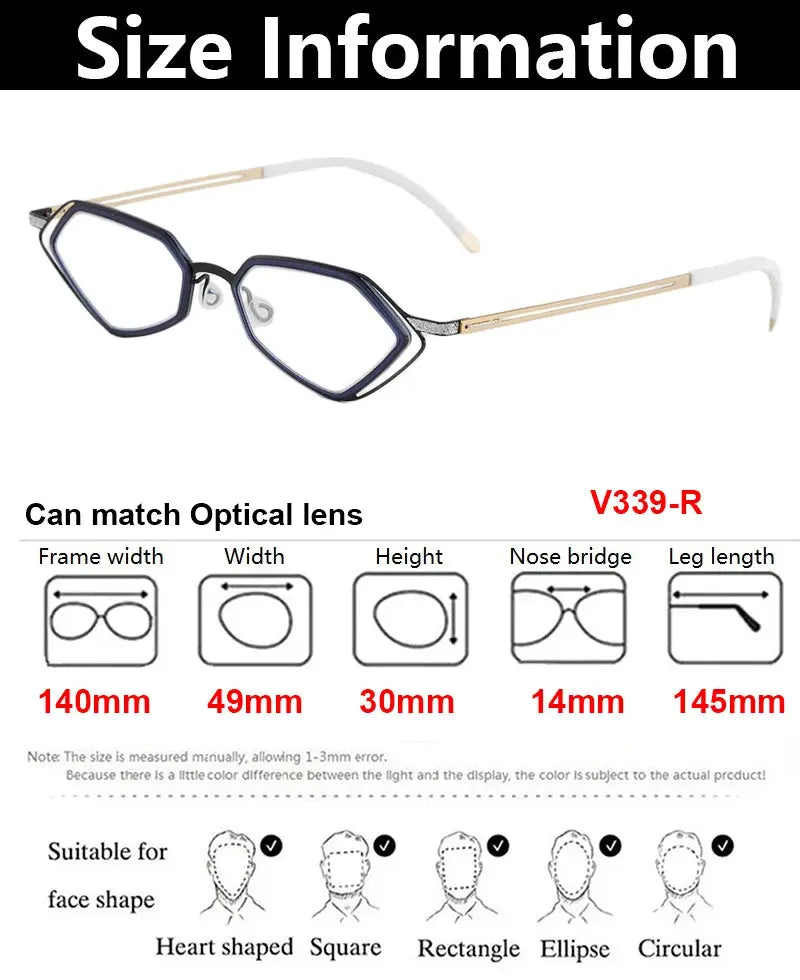 Bobbie 339751 Unisex 140mm Full Rim Polygon Oval Titanium Frames — view 2 | Bobbie at FuzWeb
