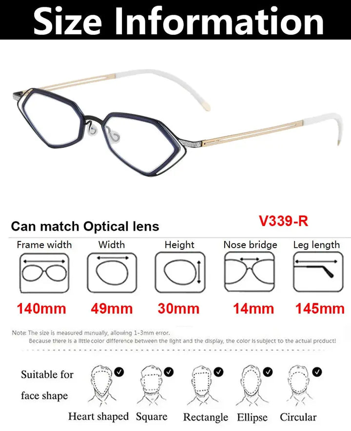 Bobbie 339751 Unisex 140mm Full Rim Polygon Oval Titanium Frames — view 2 | Bobbie at FuzWeb