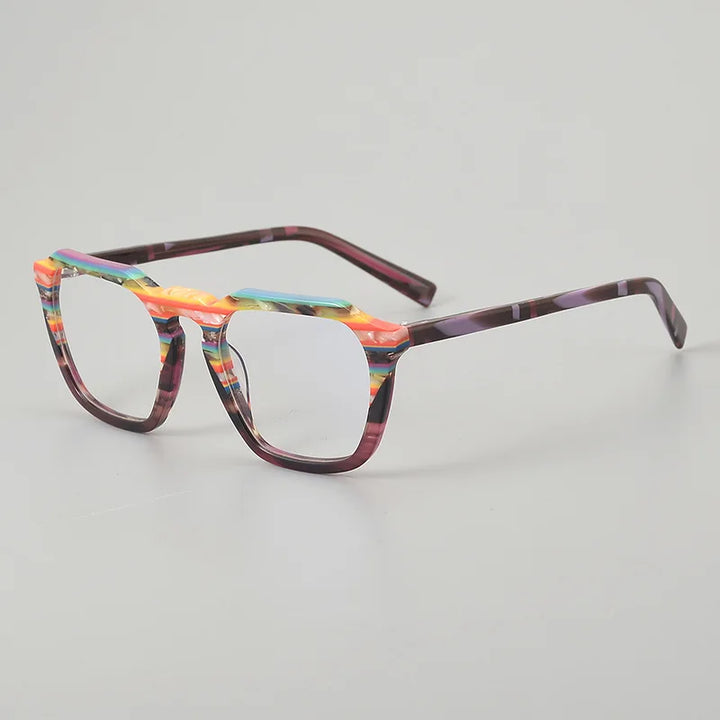 Hewei Women's Full Rim Flat Top Polygon Acetate Eyeglasses 945243