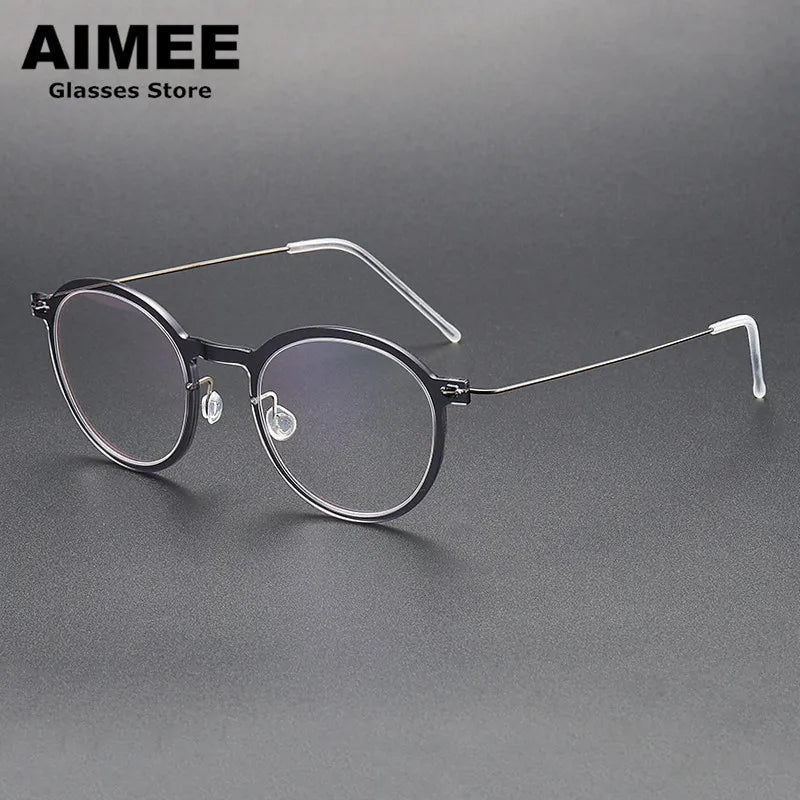 Aimee Women's Full Rim Round Titanium Acetate Eyeglasses 65864
