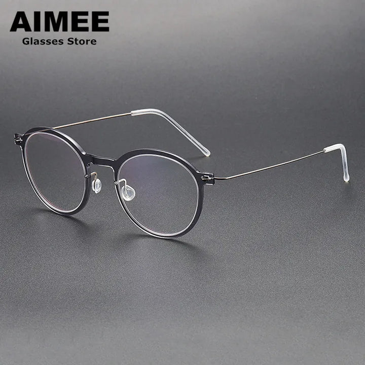 Aimee Women's Full Rim Round Titanium Acetate Eyeglasses 65864