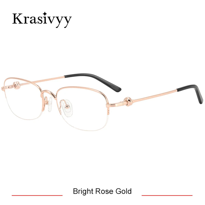 Krasivyy Unisex Semi Rim Oval Square Titanium Eyeglasses 310347