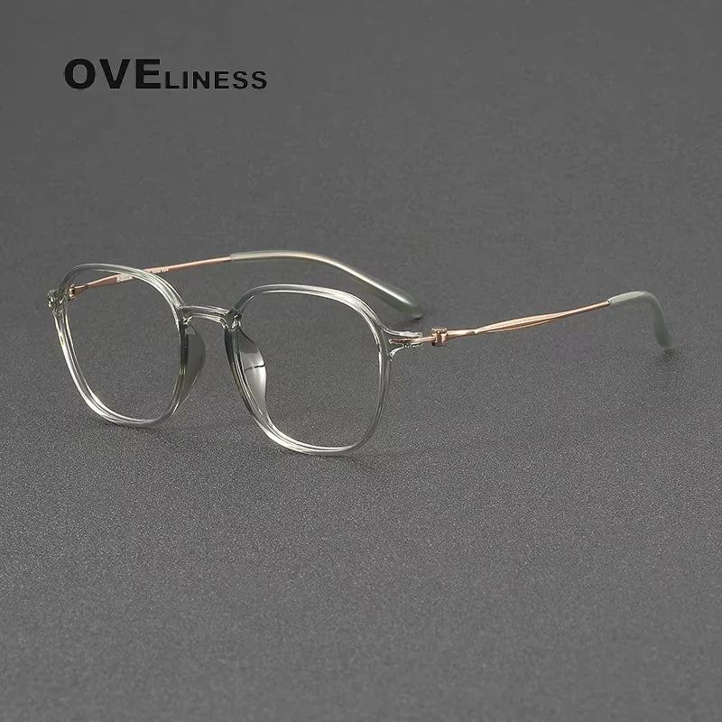 Oveliness Women's Full Rim Square Acetate Titanium Eyeglasses 86652