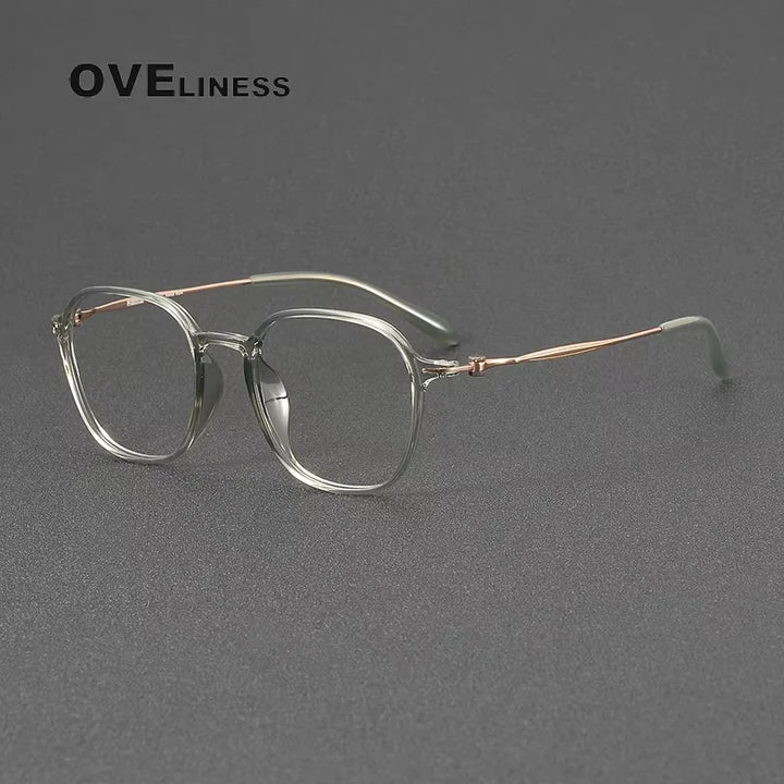Oveliness Women's Full Rim Square Acetate Titanium Eyeglasses 86652