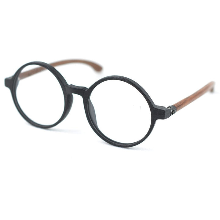 Hdcrafter Unisex Full Rim Round Wood Eyeglasses Ft3590 Full Rim Hdcrafter Eyeglasses   