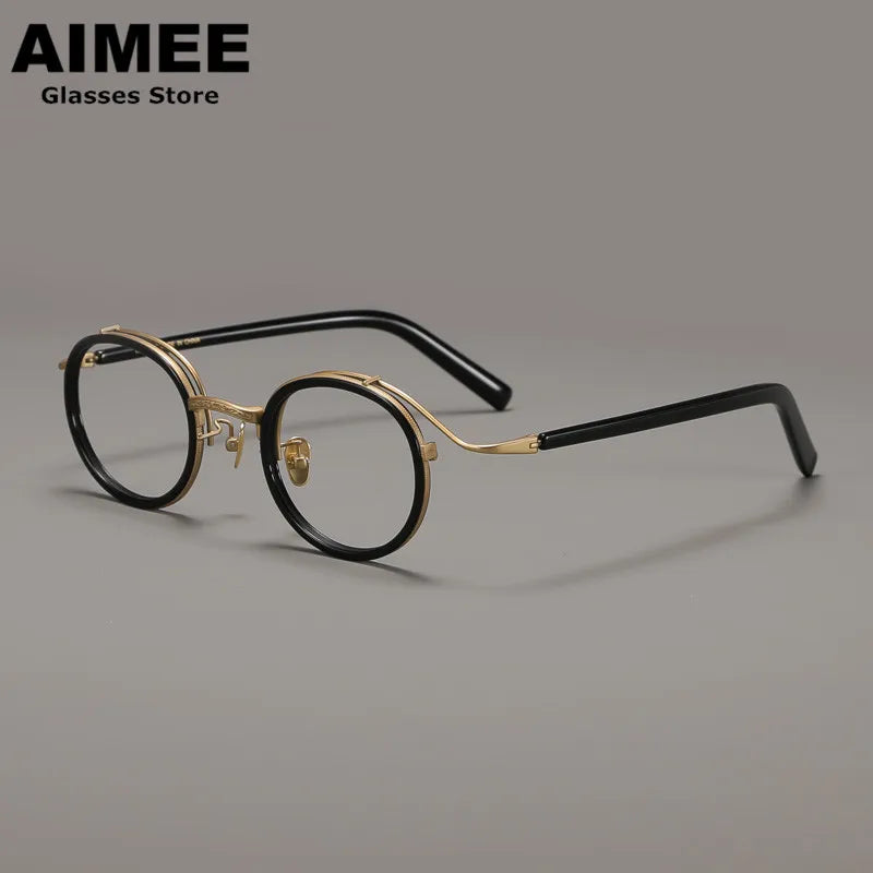 Aimee Unisex Full Rim Big Round Titanium Acetate Eyeglasses 82526
