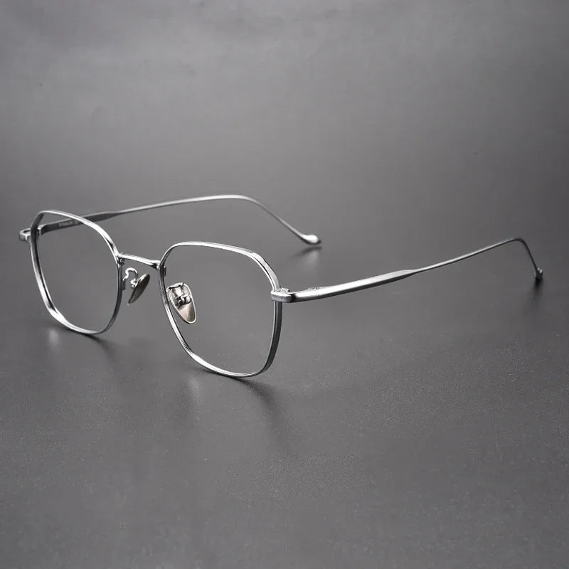 Aror Women's Full Rim Flat Top Square Titanium Eyeglasses 411316 Full Rim Aror Silver