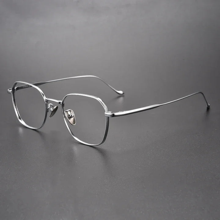 Aror Women's Full Rim Flat Top Square Titanium Eyeglasses 411316 Full Rim Aror Silver