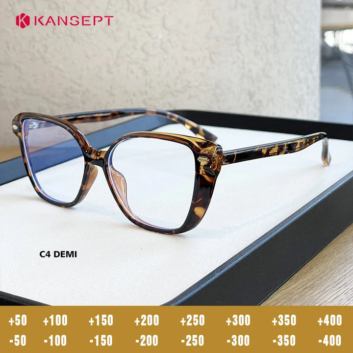 Kansept Women's Full Rim Cat Eye Tr 90 Alloy Reading Glasses 62502