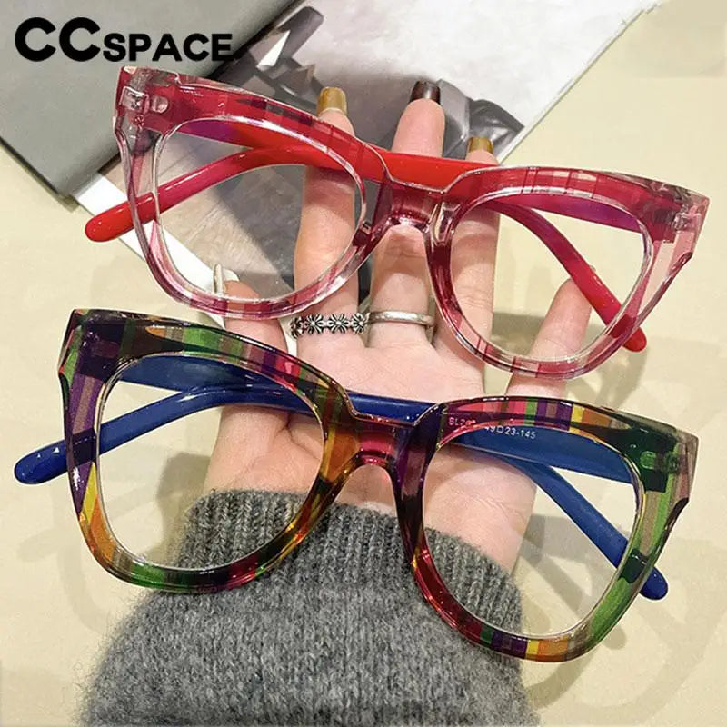 CCspace Women's Full Rim Square Cat Eye Plastic Eyeglasses 57425 Full Rim CCspace   