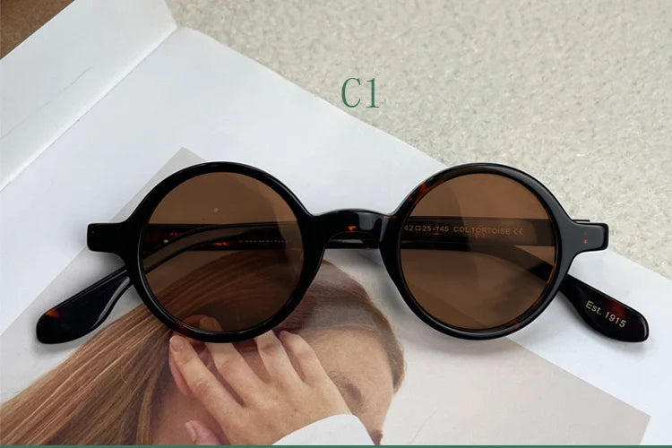 Yujo Unisex Full Rim Round Acetate Sunglasses 4225s Sunglasses Yujo C1 CHINA 