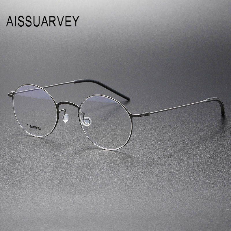 Aissuarvey Men's Full Rim Small Round Titanium Eyeglasses 494322 Full Rim Aissuarvey Eyeglasses   