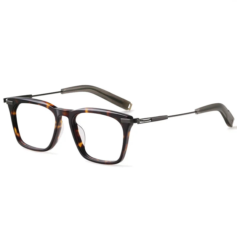 Hdcrafter Men's Full Rim Big Square Acetate Titanium Eyeglasses 403779