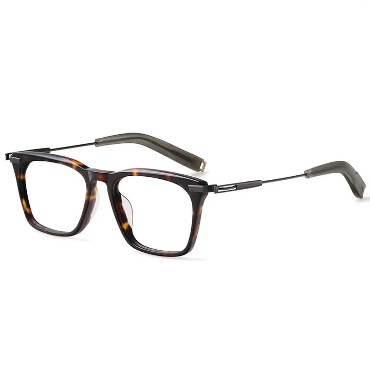 Hdcrafter Men's Full Rim Big Square Acetate Titanium Eyeglasses 403779