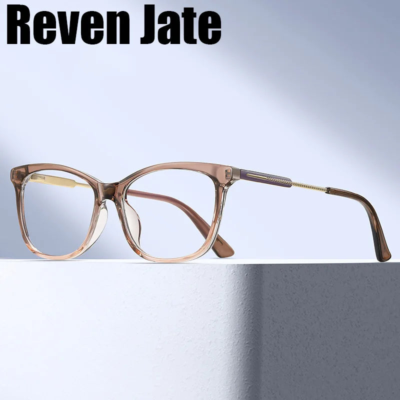 Reven Jate Women's Full Rim Square Tr 90 Alloy Eyeglasses 397795