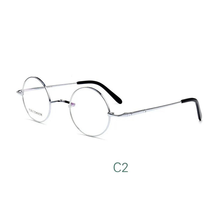 Yujo Unisex Full Rim Small Round Titanium 42mm Eyeglasses Full Rim Yujo   