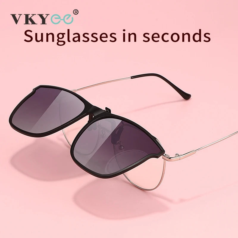 Vicky Unisex Full Rim Square Tr 90 Alloy Clip On Sunglasses V005 Clip On Sunglasses Vicky   