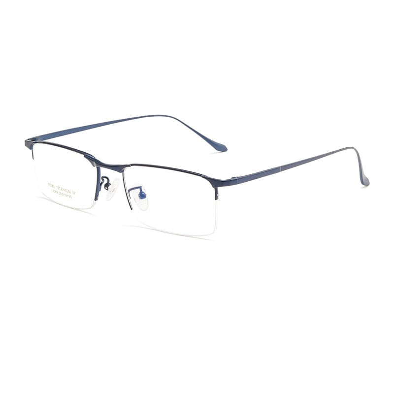 Yimaruili Men's Semi Rim Square Titanium Eyeglasses 2089p Semi Rim Yimaruili Eyeglasses Blue  