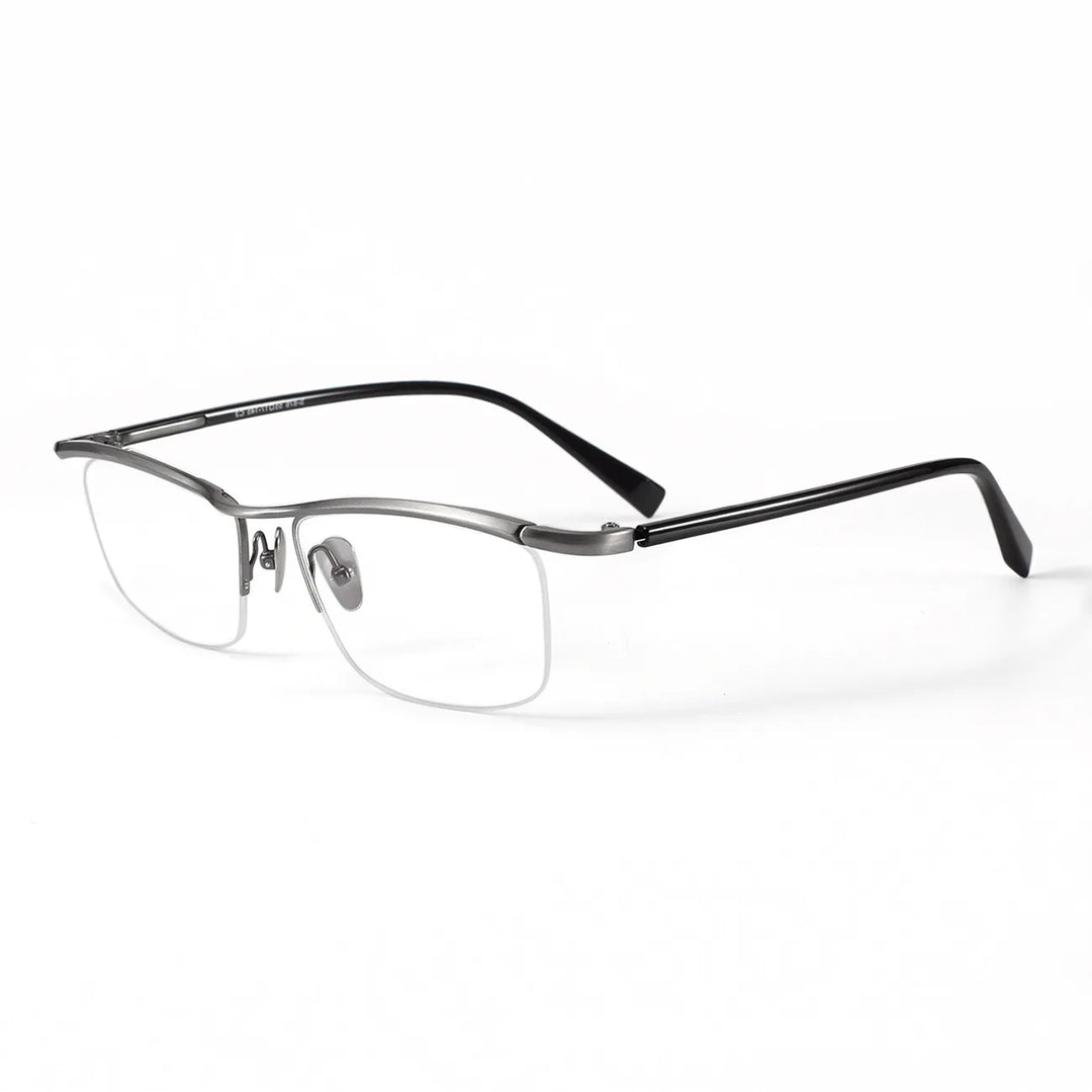 Muzz Men's Semi Rim Square Brow Line Titanium Eyeglasses 921876