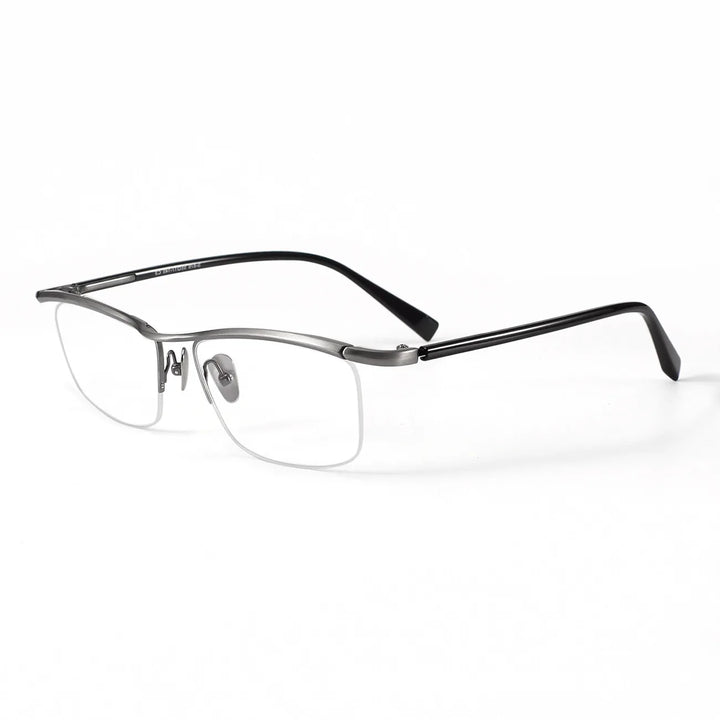 Muzz Men's Semi Rim Square Brow Line Titanium Eyeglasses 921876
